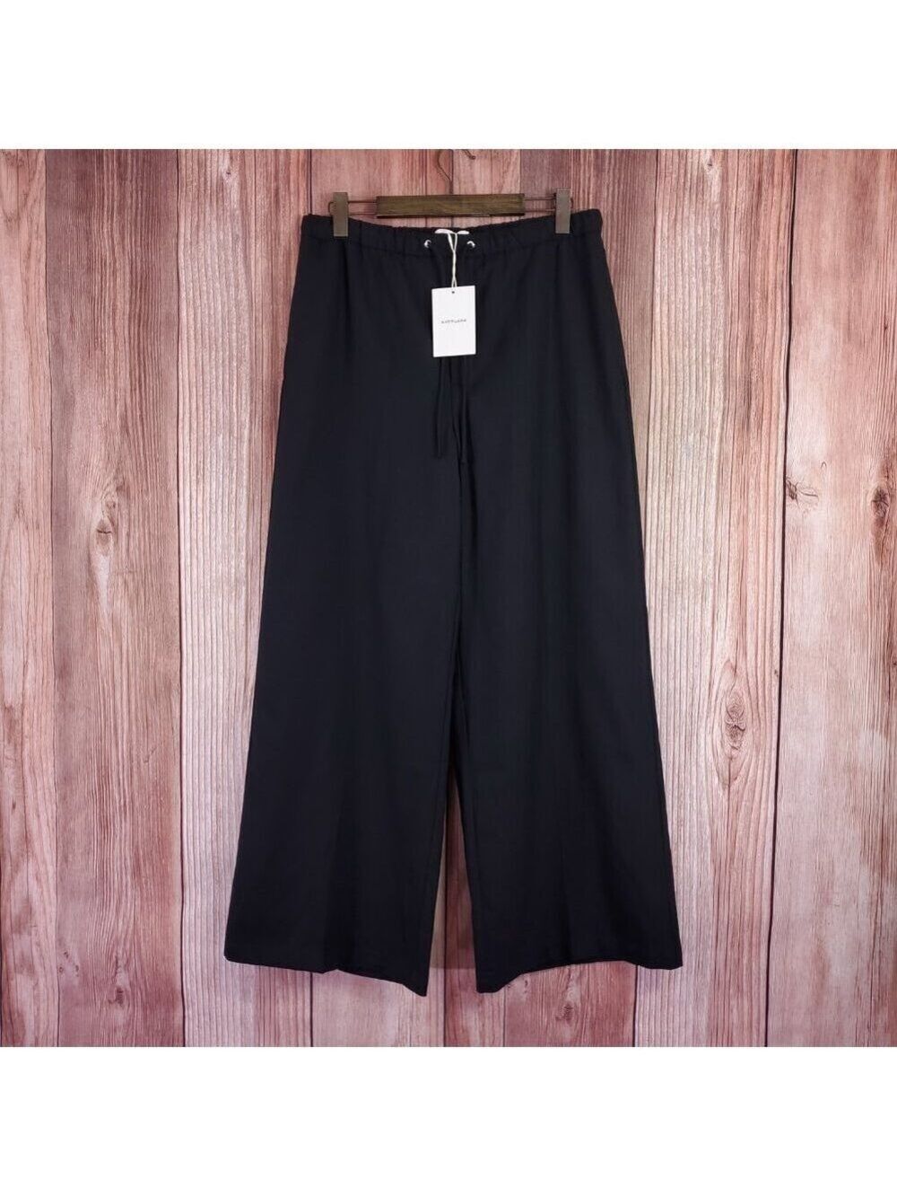 NWT Everlane Womens Size 12 Gab The Easy Pants Pull On Wide Leg Wool Lined Black